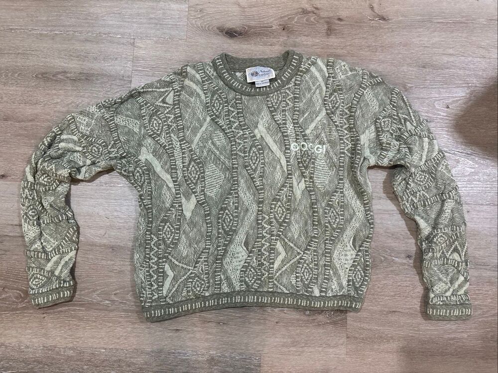 Naturals by Coogi green cream textured 3D sweater M